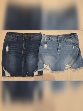 Bundle: 2 Distressed Denim Mini Skirts (Size L / 12)